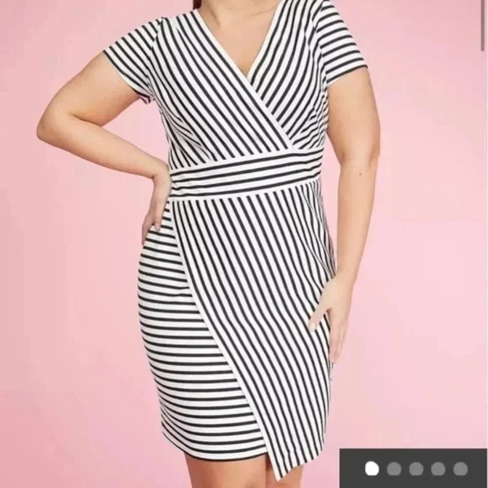 NWT Lane Bryant Striped Black and White Sheath Dress in Size 22